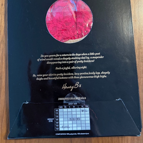 Honey Birdette Dentelle Red Stay Up Stockings - Picture 5 of 5